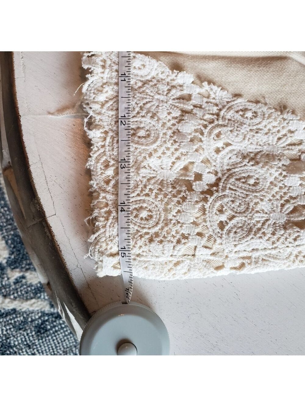 Women's POL Cream Wide-Leg Jeans with Lace/Crochet Accents - Picture 6 of 12